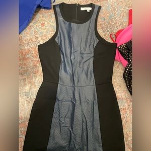 Lovers + Friends Black and Blue Mini dress with snake skin blue detailing XS